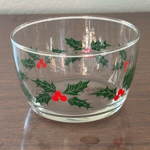 Libbey Glass Co - Bowl with Holly and Berry Design